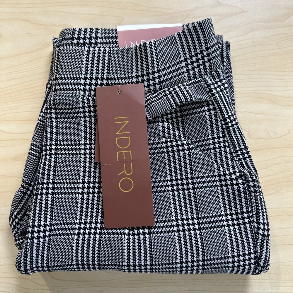 Indero Scuba Pants NWT Black/White Plaid Spandex Women's Size S/M